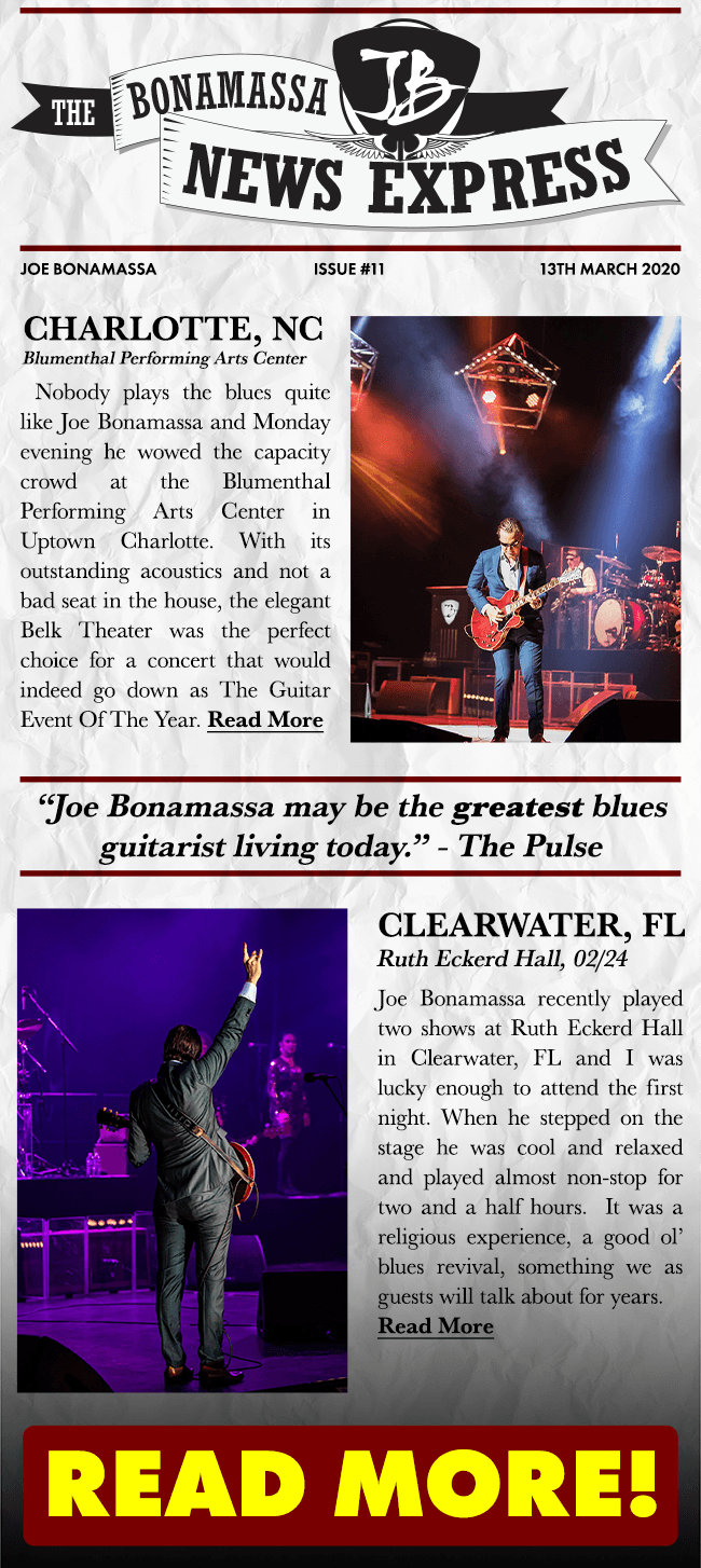 See what the critics are saying about Joe's stellar performances this spring across the US!